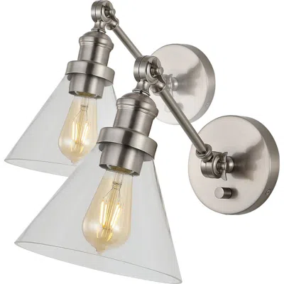 Jonathan Y Cowie 8" Iron/glass Adjustable Led Wall Sconce In Nickel