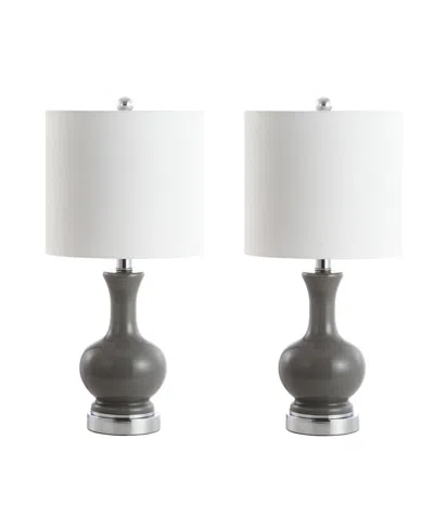 Jonathan Y Cox 22" Metal/glass Led Table Lamp In Grey,chrome