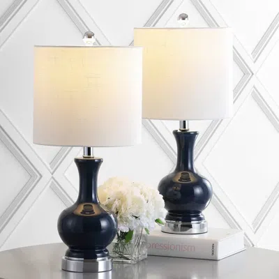 Jonathan Y Cox 22" Metal/glass Led Table Lamp (set Of 2) In White