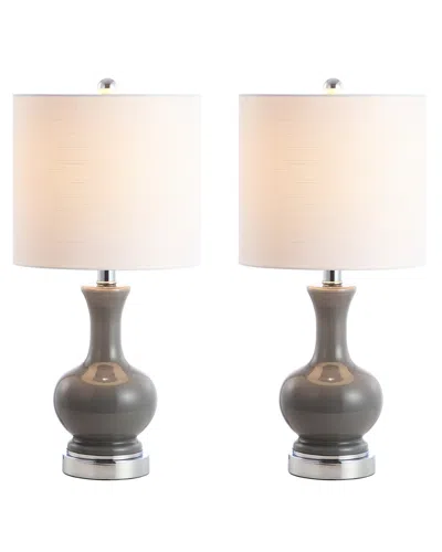 Jonathan Y Cox 22in Metal Glass Led Table Lamp In White