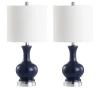 Jonathan Y Cox Metal/glass Led Table Lamp In Navy/chrome
