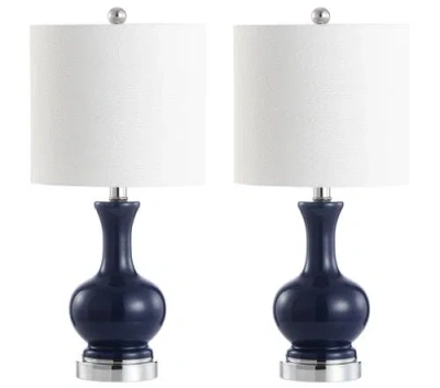 Jonathan Y Cox Metal/glass Led Table Lamp In Navy/chrome