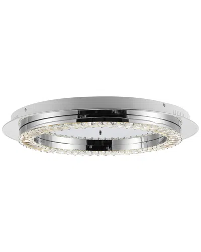 Jonathan Y Cristal 24in Integrated Glam Led Flush Mount In Silver