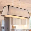 Jonathan Y Crosby 42" 4-light Minimalist Industrial Trapezoidal Linen Iron Linear Led Pendant