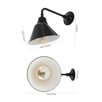 Jonathan Y Croydon 1-light Farmhouse Industrial Indoor/outdoor Iron Led Gooseneck Arm Outdoor Sconce In Black