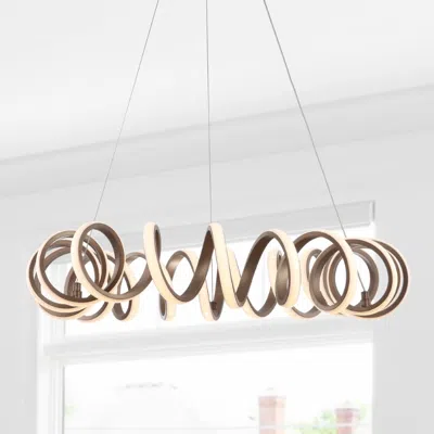 Jonathan Y Cursive 24" Adjustable Spiral Integrated Led Metal Chandelier Ceiling Light In White