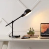 Jonathan Y Curtis Vintage Industrial Iron Adjustable Dome Shade Led Task Lamp With Usb Charging Port In Black