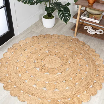 Jonathan Y Daisy Hippy Jute Medallion Circle Natural Round Area Rug In Pattern