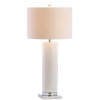Jonathan Y Dallas 31.5" Ceramic Led Table Lamp In White/chrome