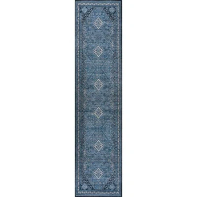 Jonathan Y Dalyan Geometric Medallions Machine-washable Area Rug In Blue/gray
