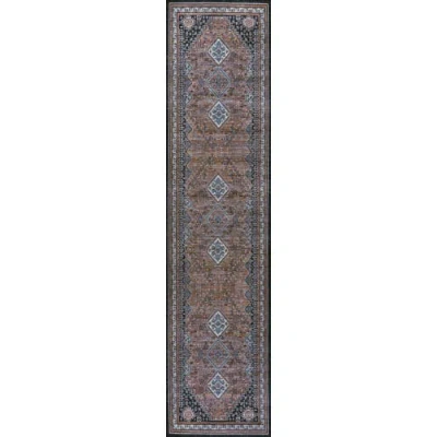 Jonathan Y Dalyan Geometric Medallions Machine-washable Area Rug In Brown/blue/gray