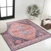 Jonathan Y Dalyan Geometric Medallions Machine-washable Area Rug In Terra/navy
