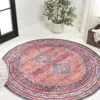 Jonathan Y Dalyan Geometric Medallions Machine-washable Round Area Rug In Terra/navy