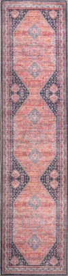 Jonathan Y Dalyan Geometric Medallions Washable Terra/navy 2 Ft. X 10 Ft. Runner Rug