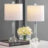Jonathan Y Dana 19.5" Crystal Column/metal Led Table Lamp (set Of 2)