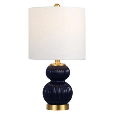 Jonathan Y Daphne Ribbed Metal/glass Led Table Lamp In Black