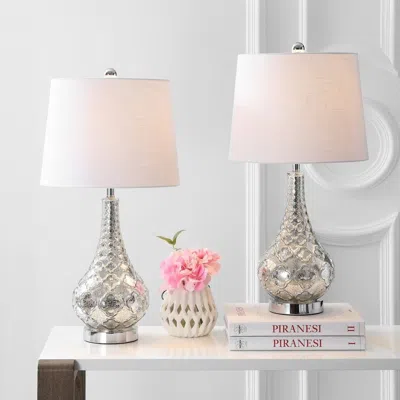 Jonathan Y Darren 25.5" Glass Led Table Lamp (set Of 2) In Neutral