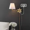 Jonathan Y David 1-light French Country Swing Arm Wall Sconce With Led, Usb Port, And Pull-chain In Gold Metallic