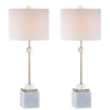 Jonathan Y Designs Set Of 2 Dawson 30in Marble & Crystal Table Lamps In White/brass Gold
