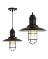 Jonathan Y Deere Adjustable Cage Light Led Pendant In Black