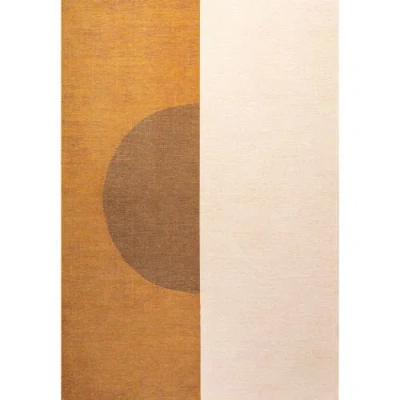 Jonathan Y Demie Minimalist Graphic Circle Machine-washable Area Rug In Brown/cream/terracotta