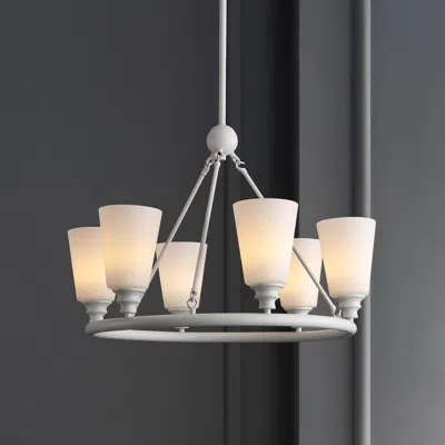 Jonathan Y Denis 27.5" 6-light Modern Minimalist Iron/glass Led Chandelier, White