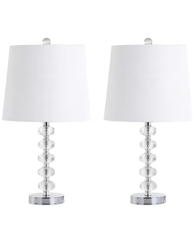 Jonathan Y Designs 22in Set Of 2 Kevin Glass & Metal Led Table Lamps