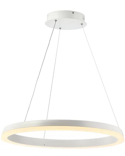 Jonathan Y Designs 23.5in Baxter Integrated Led Metal Hoop Pendant In White