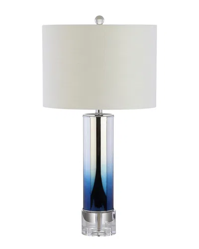 Jonathan Y Designs 27in Edward Glass & Crystal Led Table Lamp In Blue