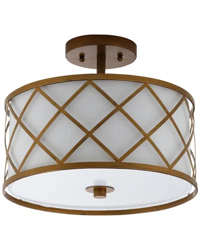 Jonathan Y Designs 2-light Elizabeth Bronze & White Flush Mount In Multi