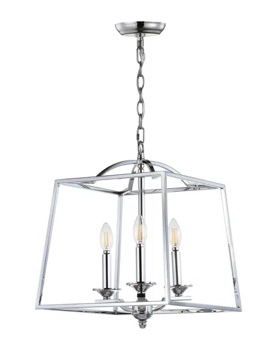 Jonathan Y Designs 3-light Gloria Chrome Pendant In Silver