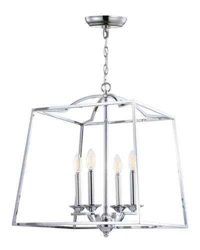 Jonathan Y Designs 4-light Gloria Chrome Pendant In Silver