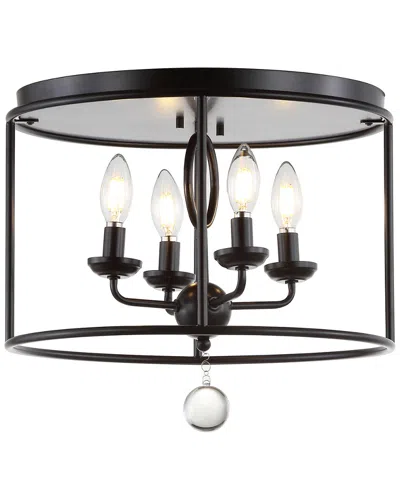 Jonathan Y Designs Alma 16in Led Flush Mount In Black