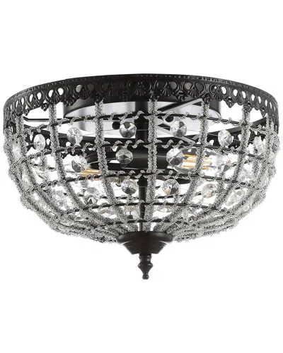 Jonathan Y Designs Anita 12.25in Low-ceiling Metal/acrylic Led Flush Mount In Black