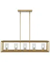 Jonathan Y Designs Anna 38 5 Linear 5 Light Metal Glass Led Pendant In Brass
