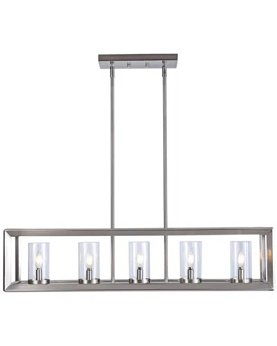 Jonathan Y Designs Anna 38 5 Linear 5 Light Metal Glass Led Pendant In Silver