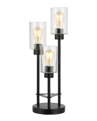 Jonathan Y Designs Axel Modern 20 5 3 Light Iron Seeded Glass Modern Industrial Led Table Lamp In Black