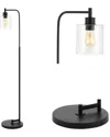 Jonathan Y Axel Modern Glass Farmhouse Industrial Led Floor Lamp In Black