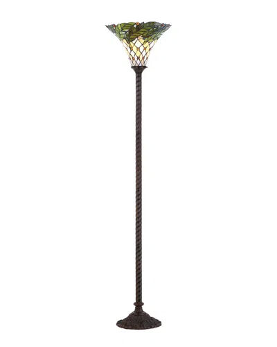 Jonathan Y Designs Botanical Tiffany-style 71in Torchiere Floor Lamp In Black