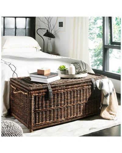 Jonathan Y Designs Caden Wicker Storage Trunk In Brown
