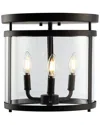 Jonathan Y Designs Ciel Simple Farmhouse 12 5 3 Light Metal Glass Rustic Vintage Led Flush Mount In Metallic