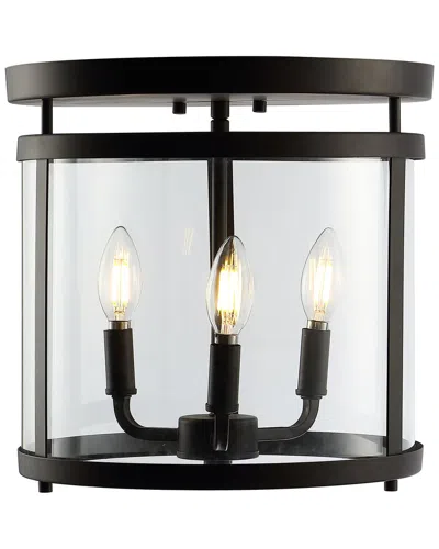 Jonathan Y Designs Ciel Simple Farmhouse 12 5 3 Light Metal Glass Rustic Vintage Led Flush Mount In Metallic