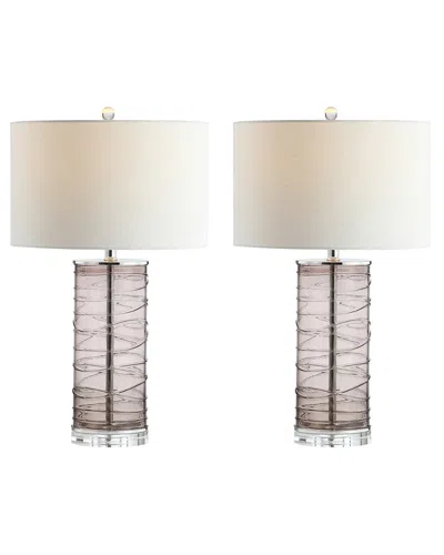 JONATHAN Y JONATHAN Y DESIGNS COLE 27.5IN MODERN FUSED GLASS CYLINDER LED TABLE LAMP