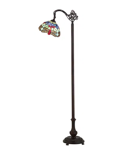 Jonathan Y Designs Dragonfly Tiffany-style 60in Arched Led Floor Lamp In Black