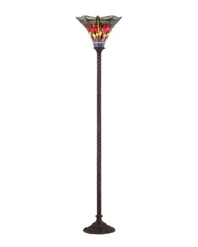 Jonathan Y Designs Dragonfly Tiffany-style 71in Torchiere Floor Lamp In Multi