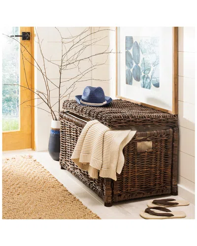 Jonathan Y Designs Elijah Wicker Storage Trunk In Brown