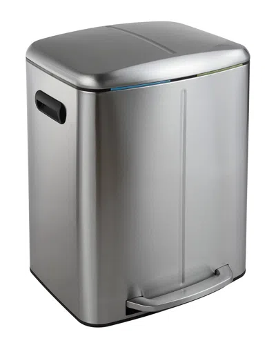 Jonathan Y Designs Happiness Marco Rectangular 10.5-gallon Double Bucket Trash Can In Gray