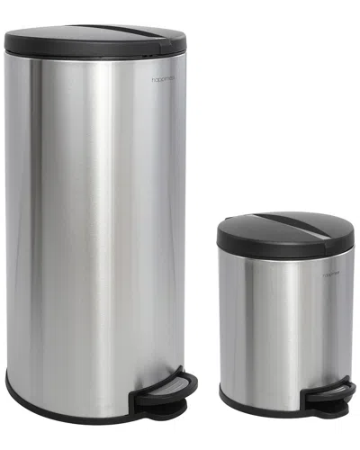 Jonathan Y Designs Happiness Oscar 8-gallon Step-open Trash Can In Silver
