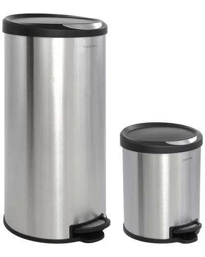 Jonathan Y Designs Happiness Oscar 8-gallon Step-open Trash Can In Silver