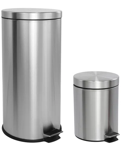 Jonathan Y Designs Happiness Oscar 8-gallon Step-open Trash Can In Silver